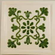 Decor ceramica pictat manual, alb-verde, model 3