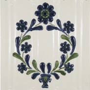 Decor ceramica pictat manual, alb-verde-albastru, model 5